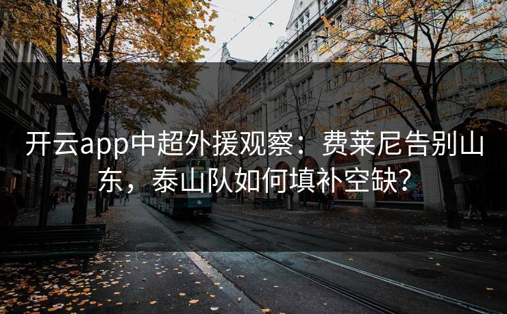 开云app中超外援观察：费莱尼告别山东，泰山队如何填补空缺？